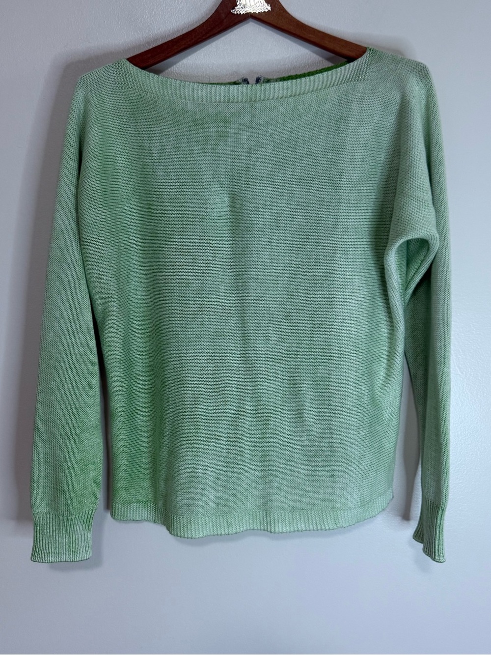 Jean-Pierre Klifa Light Green Women's Boatneck metallic Knit Sweater size large